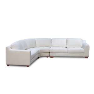  Zen White Leather L Shaped Sectional Sofa with Rounded 