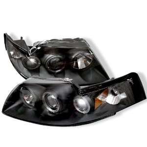  Ford Mustang 99 04 Halo Projector Headlights   Black 