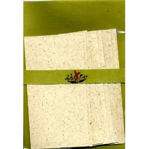  Green Handmade Paper Letter Writing Set; Plain Sheets and 