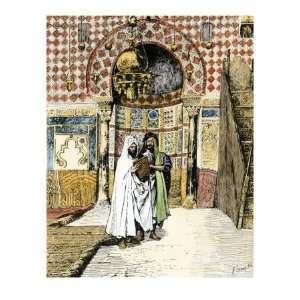 Sanctuary of a Muslim Mosque in North Africa, 1800s Premium Poster 