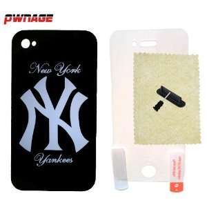 New York Yankees iPhone 4 & 4s Case (Black) + 4x Accessories (Pwnage)