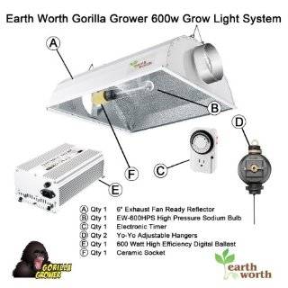 Earth Worth 600 Watt Gorilla Grower Grow Light Kit High Pressure 