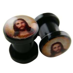   Ear Plugs   Jesus Design Acrylic Ear Gauges (00 Gauge) Toys & Games
