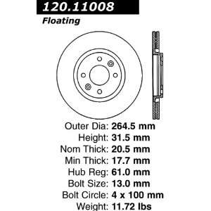  Centric Parts 120.11008 Premium Brake Rotor with E Coating 