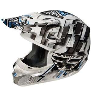  Fly Racing Kinetic Racing Black/White/Silver Helmet   Size 