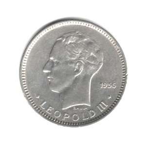  1936 Belgium 5 Francs Coin KM#109.1 