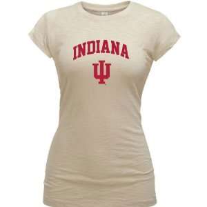  Indiana Hoosiers Cream Womens Arch Logo Vintage T Shirt 