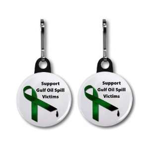  SUPPORT GULF VICTIMS bp Oil Spill 2 Pack 1 inch Zipper 