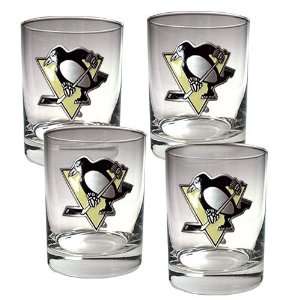  Pittsburgh Penguins NHL 4pc Rocks Glass Set   Primary Logo 
