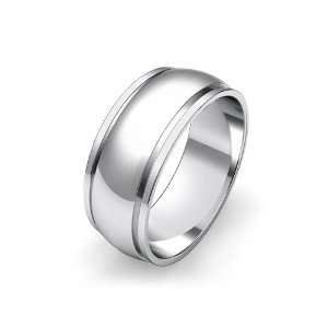  10.3g Mens Dome Step Down Wedding Band 8mm Platinum Ring 