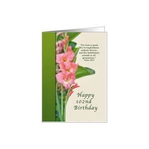  102nd Birthday Card with Pink Gladiolus Card Toys & Games