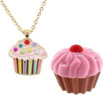      Cupcake Crystal & Enamel Pendant Necklace in Figural Gift Box