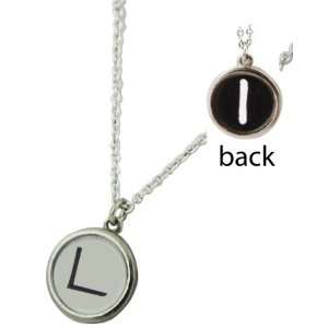   Typewriter Key Initial Monogram Necklace Choose your Letter (L