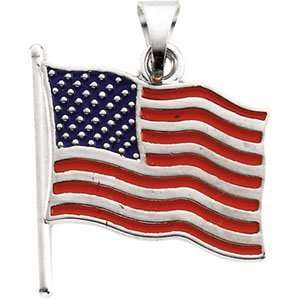  American Flag Pendant 14K White Gold 