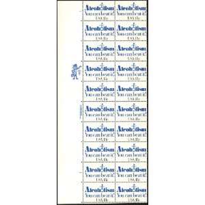 ALCOHOLISM   YOU CAN BEAT IT ~ ADDICTION #1927 Plate Block of 20 x 18 