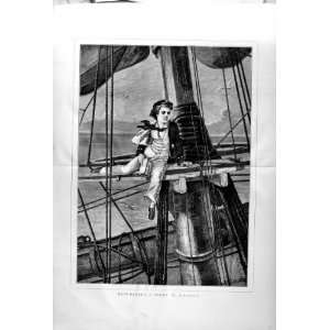    1873 Mast Headed Middy Disgrace Ship Masts Fine Art