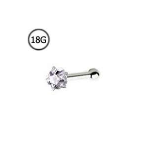  14KT White Gold Nose Bone Ring 3mm Clear Star CZ 18G FREE Nose Ring 