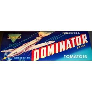  Dogfight Dominator Brand Tomatoes Crate Label, 1940s 