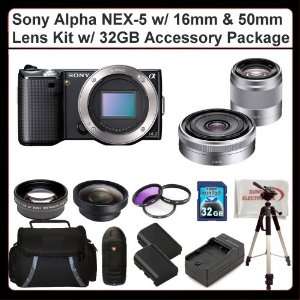  Alpha Nex 5 Interchangeable Lens Digital Camera W/16mm & 50mm Lens 