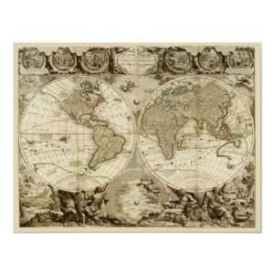  1708 Jean Baptiste Nolin World Map Poster
