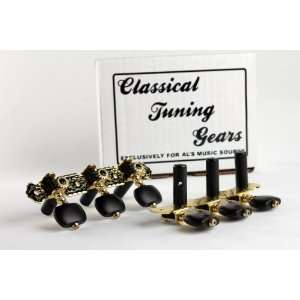  Gold and Black Classical Guitar Tuners Black Knobs 