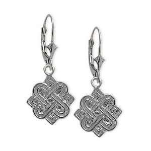  Genuine Sterling Silver Four Point Celtic Knot Earrings 