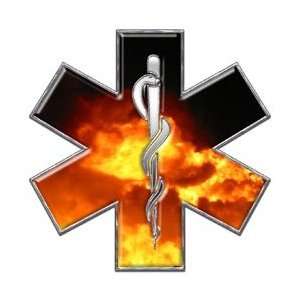  Star of Life Real Fire Decal   3 h   REFLECTIVE 