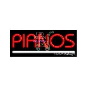 Pianos Neon Sign 13 inch tall x 32 inch wide x 3.5 inch Deep inch deep 