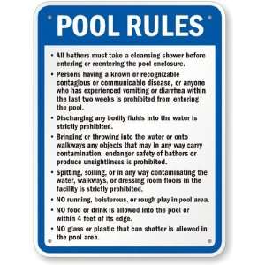  New Hampshire Pool Rules Sign Aluminum, 24 x 18 Office 