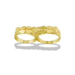  New 14k Solid Yellow Gold Nugget Knuckle Mens Ring 