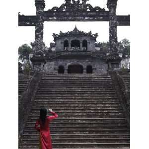 Vietnamese Schoolgirl Taking Picture of Khai Dinhs Tomb, Hue, Vietnam 
