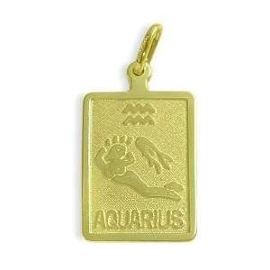  10 Karat Yellow Gold Aquarius Zodiac Pendant Jewelry