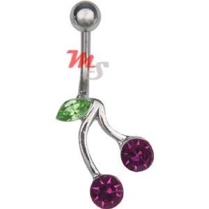  Sexy Petite Belly Button Navel Ring Gem Cherries VIOLET 