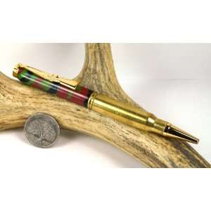  Jungle Camo Acrylic 308 Rifle Cartridge Pen With a Gold 