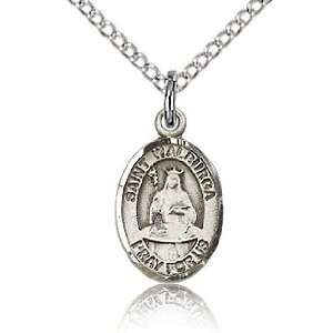  Sterling Silver 1/2in St Walburga Charm & 18in Chain 