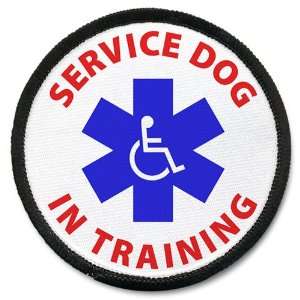  SERVICE DOG IN TRAINING Medical Symbol 4 inch Black Rim 