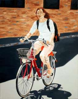 213   AUTHENTING OIL PAINTING by Ezi   Bicycling in Florence Italy 