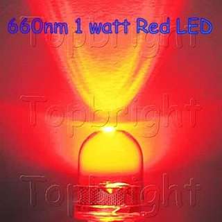 20 PCs High Power 10mm 1W 660nm Plant Growth Red LED  