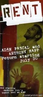 Adam Pascal & Anthony Rapp RENT rare colorflyer  