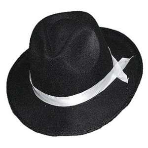  Michael Jackson Black Fedora Hat w/ White Ribbon Stripe 