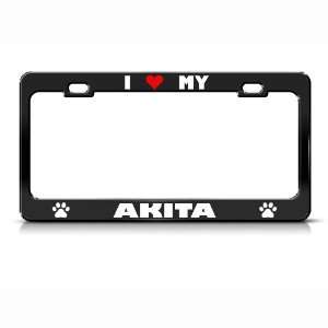  Akita Paw Love Heart Pet Dog Metal license plate frame Tag 