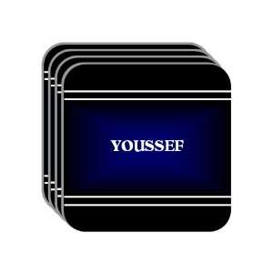 Personal Name Gift   YOUSSEF Set of 4 Mini Mousepad Coasters (black 