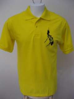 Mens Pilipinas Yellow Phillippines Map Polo Shirt S M  