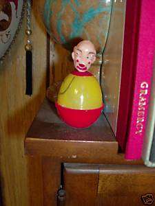 1940s celluloid Santa Claus roly poly toy  
