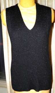 NEW YORK & CO Black silver speckled tank sweater vest L  
