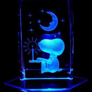  Snoopy 3D Laser Etched Crystal includes Two Separate LEDs Display 