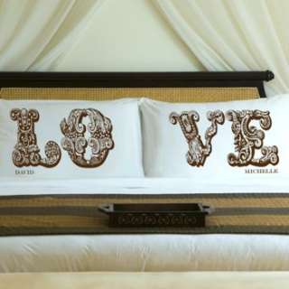 Couples LOVE PILLOW CASE SET Personalized Pillowcases make DECORATIVE 