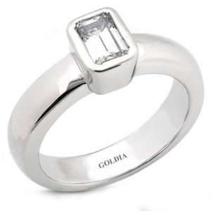    0.75 Ct. Bezel Set Emerald Diamond Engagement Ring Jewelry