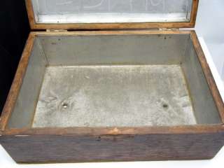 Antique Tiger Oak Dresser Box Metal Lined Missing Latch  