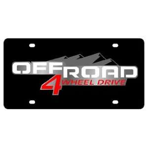  4x4 Offroad 4 Wheel Drive License Plate on Black Steel 